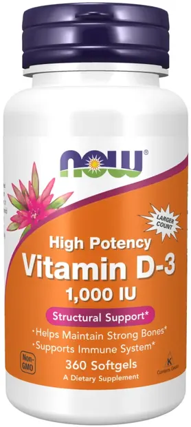 Vitamin D-3 1000 IU, 360 capsule, Now