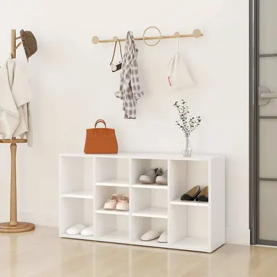 vidaXL Banchetă pantofar, alb, 103x30x55 cm, lemn prelucrat