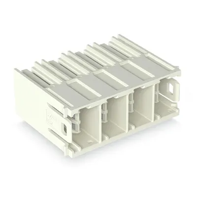 THT male header; 1.2 x 1.2 mm solder pin; angled; 100% protected against mismating; Silver-plated contacts; Pin spacing 10.16 mm; 4-pole; light gray