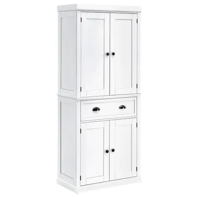 Dulap de bucatarie HOMCOM cu sertar central din MDF, placi aglomerate si metal, 76x40,5x184cm, alb | Aosom Romania