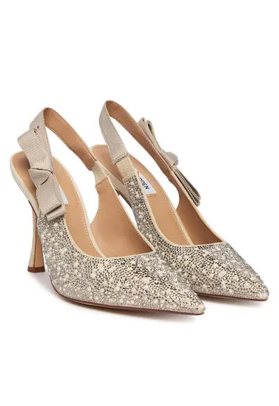 Pantofi pentru dama - stiletto - bej - textil