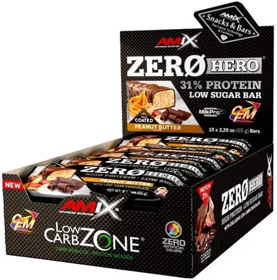 ZeroHero Protein Bar Box, unt de arahide, 15 buc, Amix