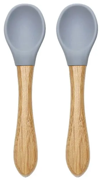 Linguri de silicon cu bambus Lorelli - Natural, 2 buc, Grey