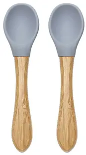 Linguri de silicon cu bambus Lorelli - Natural, 2 buc, Grey
