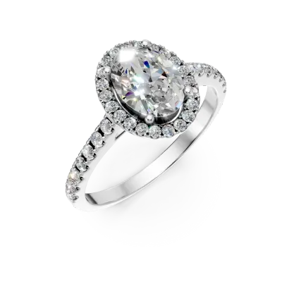 Inel de logodna din aur alb cu un diamant central de 1.01ct si diamante de 0.38ct