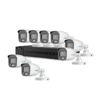 Sistem supraveghere exterior basic HikVision HiLook KIT-HLK-8EXT20FC-5MP-A, 8 camere, 5 MP, 2.8 mm, lumina alba 20 m, microfon