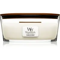 Woodwick Island Coconut lumânare parfumată cu fitil din lemn (hearthwick) 453 g