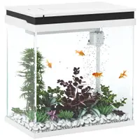 PawHut Mic acvariu complet 14L acvariu din sticlă cu sistem de filtrare iluminare LED pompă de apă 30 x 20 x 33 cm alb | Aosom Romania
