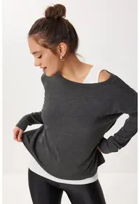 Bluza dama - Happiness Istanbul - Viscoza/Elastan - Gri