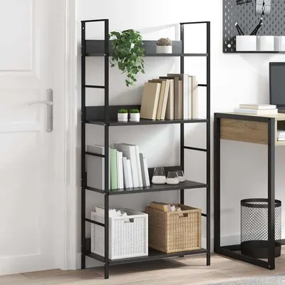 vidaXL Etajeră cărți 4 rafturi, negru, 60x27,6x124,5 cm lemn prelucrat
