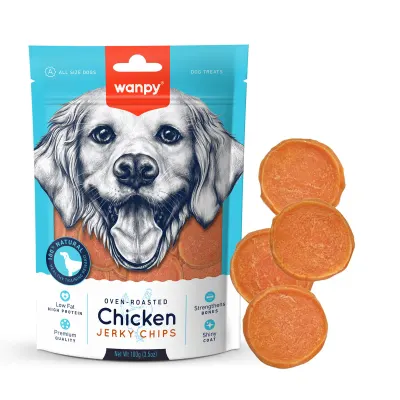 WANPY Jerky Chips, XS-M, Pui, punguță recompense câini, 100g