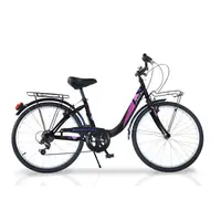 Bicicleta cu pedale, Dino Bikes, City Summertime, Cu 6 viteze, 26 inch, Pana la 160 cm, Black