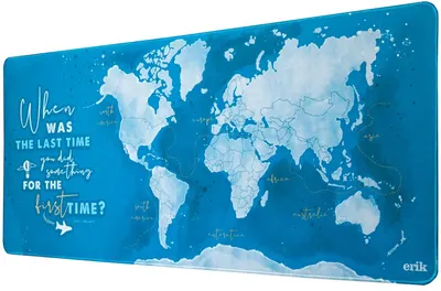 Mouse pad pentru gaming Erik - World Map Watercolor, XL, albastru