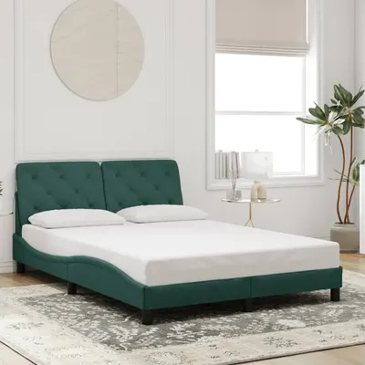 Gossi cadru de pat fara saltea, verde inchis, 140x200 cm, catifea