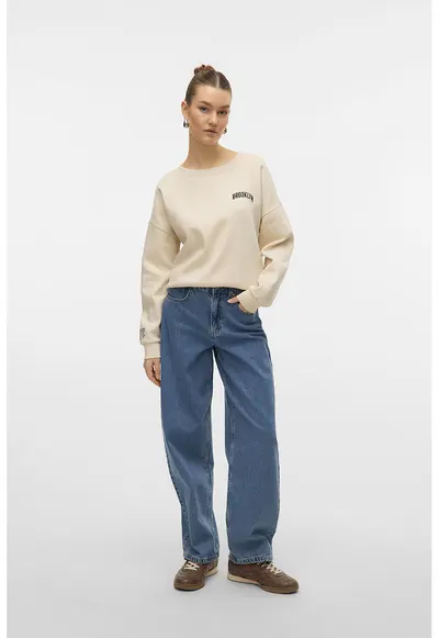 Blugi relaxed fit cu talie medie - Albastru