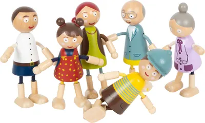 Păpuși din lemn pentru copii Picior mic - Familie, 6 bucăți