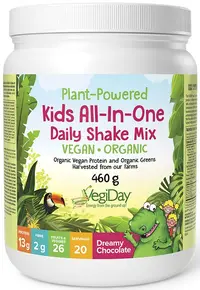 VegiDay Kids All-In-One Daily Shake Mix, ciocolată, 460 g, Natural Factors