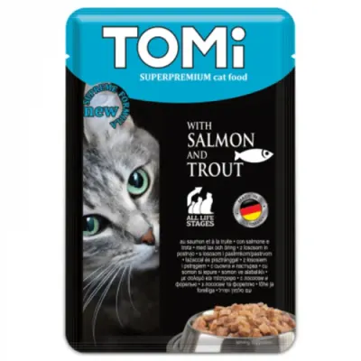 Hrana umeda pentru pisici Tomi cu somon pastrav 100 gr