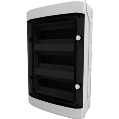 Dulap distrib. apl. IP65, 36UH, 3 rand. cu usa transparenta