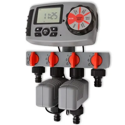 42352 vidaXL Timer automat de irigare cu 4 stații 3 V