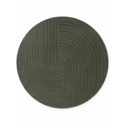 Covor verde închis țesut manual rotund din lână ø 120 cm Arcura – Vikosa
