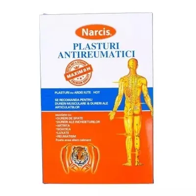 Plasture antireumatic cu ardei iute Narcis 12 cm x 18 cm - pentru dureri musculare si articulare