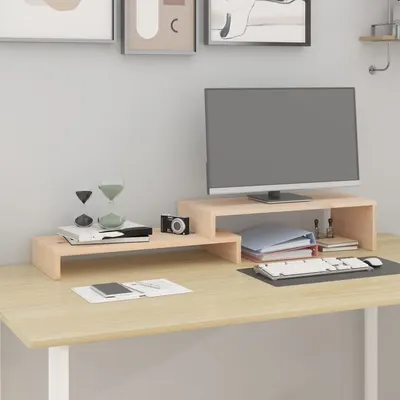 vidaXL Suport pentru monitor, (52-101)x22x14 cm, lemn masiv de pin