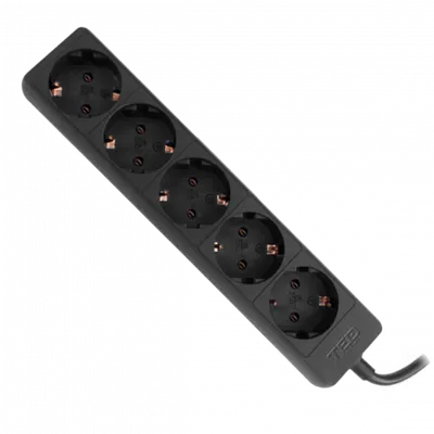 Prelungitor 5 prize, 3 x 1.5mm 1.5 metri NEGRU, TED