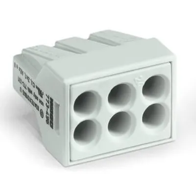 PUSH WIRE® connector for junction boxes; for solid and stranded conductors; for Ex applications; max. 2.5 mm²; 6-conductor; light gray housing; light gray cover; Surrounding air temperature: max 60°C; 2,50 mm²