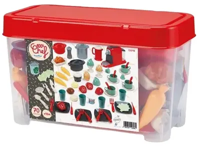 Set de joacă Ecoiffier - Servire de masă la cutie, 70 piese