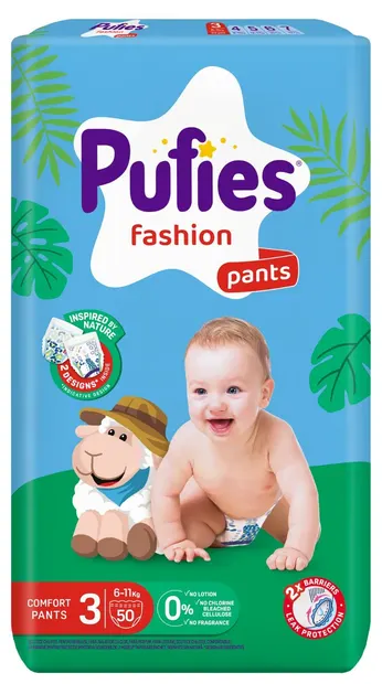 Scutece chiloței Pufies Fashion - Midi, mărimea 3, 50 buc, 6-11 kg, Maxi pack
