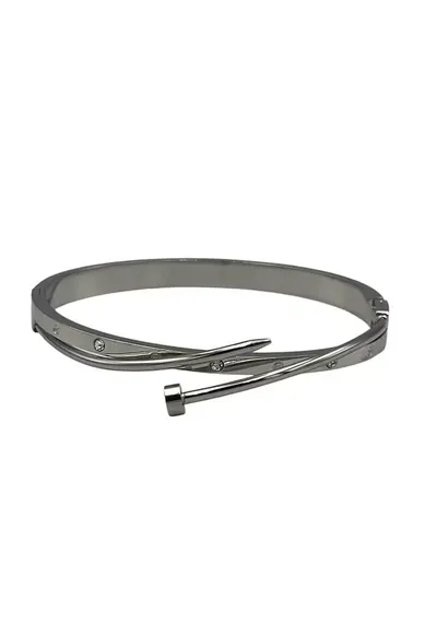 Bratara model Cui & LOVE - aliaj metalic placat cu aur alb 14K - diametru 6cm