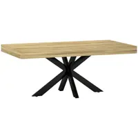 HOMCOM Măsuță de Cafea Industrială, Masă Dreptunghiulară cu Cadru din Oțel Încrucișat pentru Camera de Zi, 110x60x45 cm, Natural