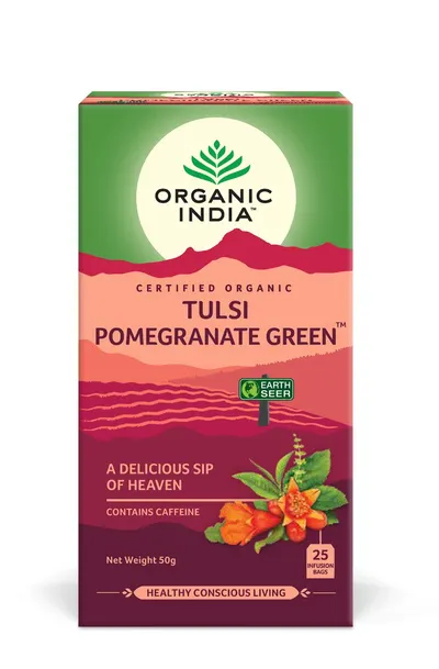 Ceai Tulsi rodie si ceai verde, 25 plicuri, Organic India