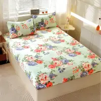 Cearsaf cu Elastic Cocolino 180x200cm si 2 fete de perna 50x70cm, Verzui, Flori