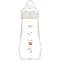 MAM Feel Good Glass Baby Bottle biberon anticolici, din sticlă 2m+ Beige 1 buc