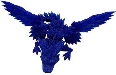 3D Print 3D Morph Lab - Pui de dragon cu aripi, cristal, albastru, cosmic