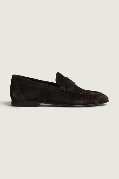 Posa mocasini pentru femei din piele întoarsă Penny Loafer