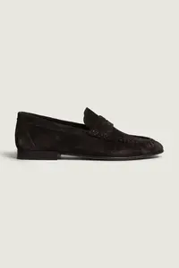 Posa mocasini pentru femei din piele întoarsă Penny Loafer