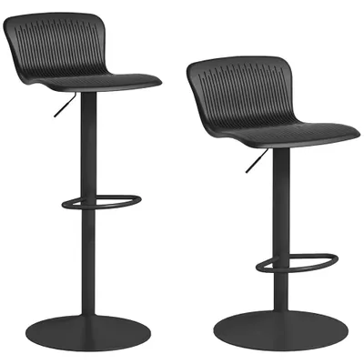 HOMCOM Set 2 Scaune de Bar cu Spătar Ergonomic, 38,5x40x76,5-97,5 cm, Alb | Aosom Romania