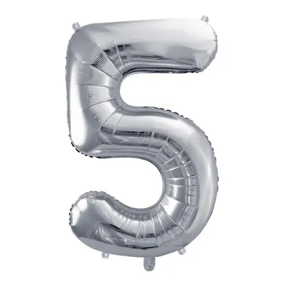 Balon cifra 5, argintiu, 35 cm