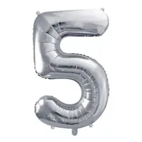 Balon cifra 5, argintiu, 35 cm