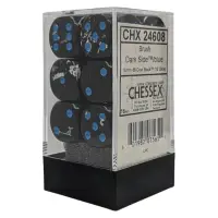 Set 12 Zaruri Chessex Brush d6 Dice 16mm - Dark Side/Albastru