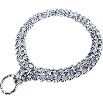 Zgarda strangulanta din lant dublu, metalica, 2.5 mm x 50 cm