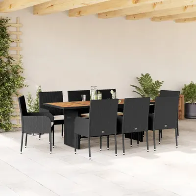 Gossi set mobilier de gradina cu perne, 9 piese, negru, poliratan