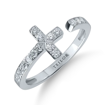 Inel deschis din aur alb cu diamante de 0.33ct
