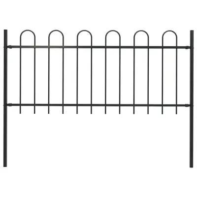 vidaXL Gard de grădină BOXTEL cu vârf circular din oțel, 170 x 80 cm, negru