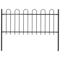vidaXL Gard de grădină BOXTEL cu vârf circular din oțel, 170 x 80 cm, negru