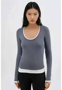 Bluza dama - maneca lunga - gri carbune - jerseu