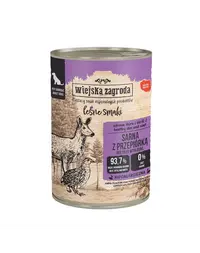 WIEJSKA ZAGRODA Arome din pădure, hrană umedă pentru câini cu carne de căprioară și prepeliță 12x400 g